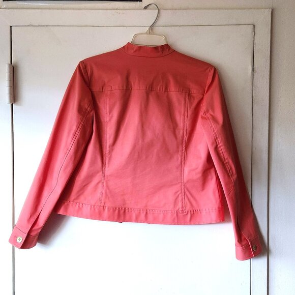♦️ Jones New York Signature Petite Sz PM Jacket Coral Pink Color Stretch Like - Picture 10 of 15